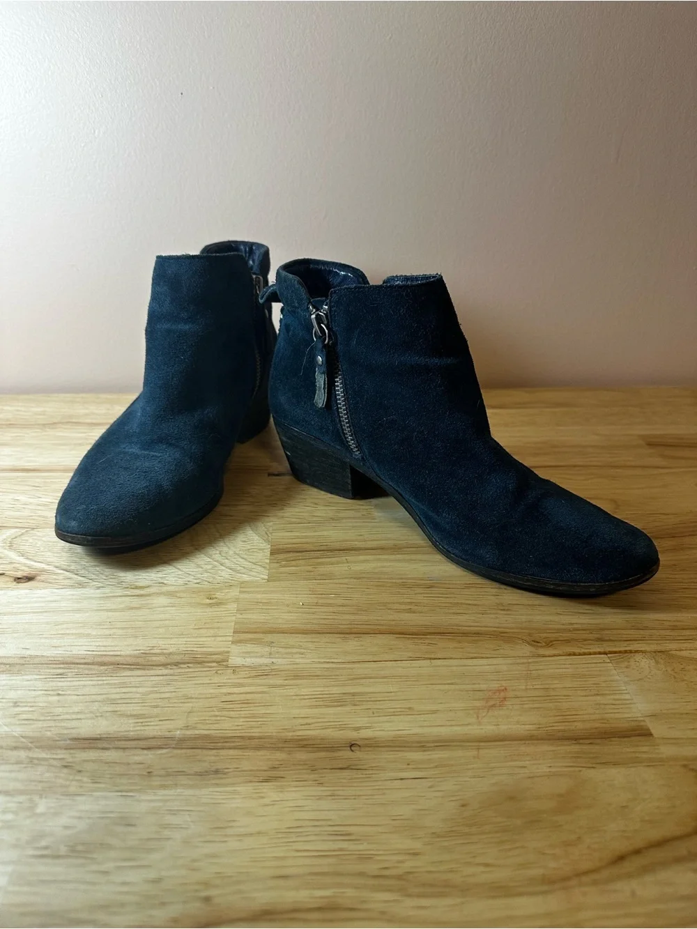 Vince Camuto Blue Suede Ankle Booties with Side Zipper